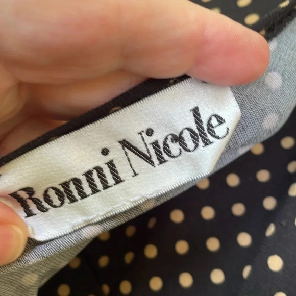 Ronni Nicole Black Gold Polka Dotted Wrap Sleeveless Skater Dress - Picture 10 of 10